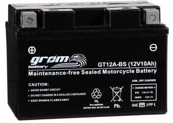 Akumulator motocyklowy 10Ah 180A GROM GT12A-BS YT12A-BS 12V