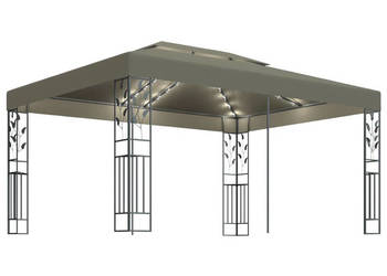 Altana z podwójnym dachem i sznurem lampek LED 3x4 m taupe WM-3070313