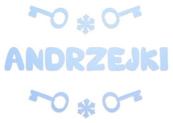 Styropianowy napis Andrzejki, plus zestaw kluczy! śnieżynki!