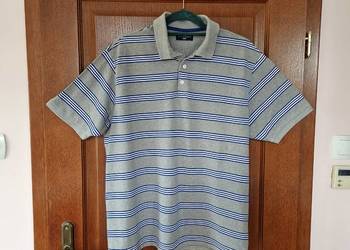 Szara bawełniana koszulka polo w paski męska Marks & Spencer rozmiar L
