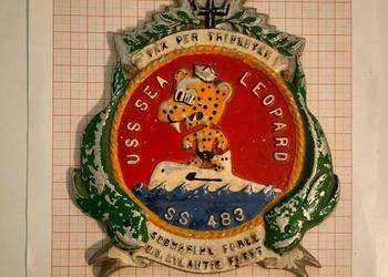 Godło z okrętu USS Sea Leopard. SS-483. Amerykański okręt podwodny.