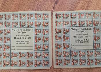 Niemieckie Kartki na Mięso 1920 r. – Monachium, Bawaria (Kompletne)