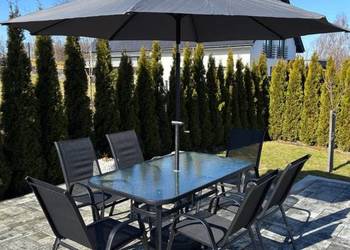 Komplet mebli ogrodowych obiadowy najtaniej parasol wysyłka