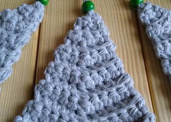 Set Of 5 Choinka ze sznurka Crochet Ornaments Christmas tree SZARY