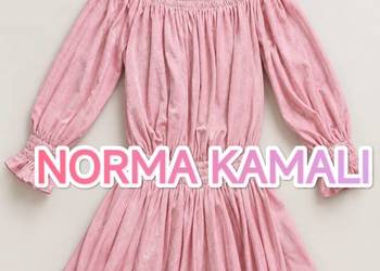 NOWA Sukienka luksusowa Norma Kamali Peasant Mini Velvet Różowa