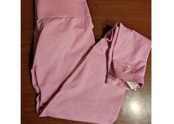 różowe pink profilowane legginsy sportowe Gymshark