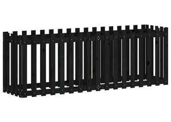 Rabata ogrodowa z płotkiem czarna 200x50x70cm drewno sosnowe WM-832514