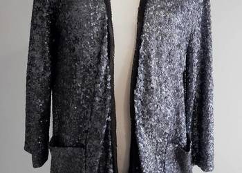 Marynarka Blezer Narzutka Cekinowa Srebrna Wieczorowa Imprezowa Żakiet