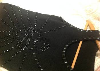 Efektowna Czarna Mini Sukienka Damska rozm S Czarne Kamienie