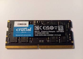 Pamięć RAM Crucial SODIMM DDR5 16GB 5600MHz CL46 (CT32G56C46S5)