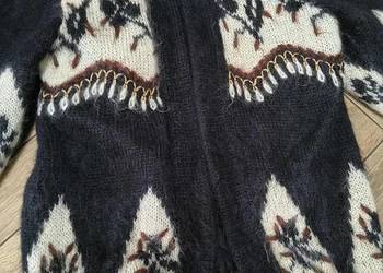 Hand made unikatowy sweter cardigan długi wełna moher Oversize