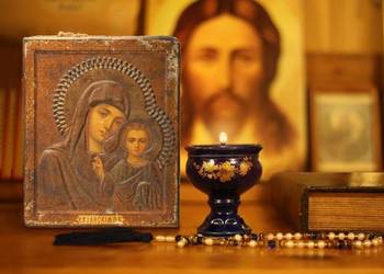 Matka Boża Kazańska stara ikona rosyjska antyk 1800 - 1900 r.