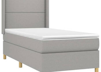 Łóżko kontynentalne z materacem jasnoszare tkanina 80x200 cm WM-3138749