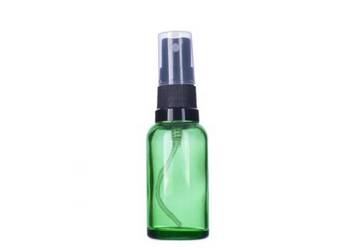 LIKWIDACJA Butelka szklana zielona z atomizerem mgiełka 30 ml spray