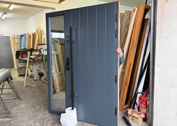 Drzwi zewnętrzne drewniane PASYWNE od ręki RAL7016 10CM