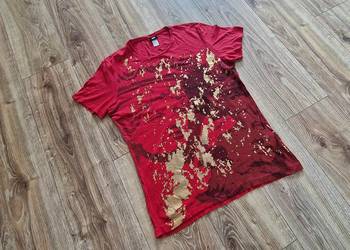 bluzka tunika czerwona H&M rozm 40/42 L/XL złoty czarny