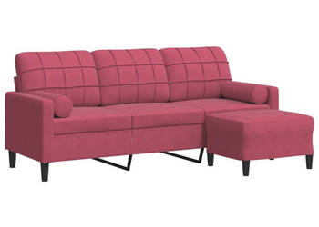 3-osobowa sofa z podnóżkiem winna czerwień 180 cm aksamit WM-3278271