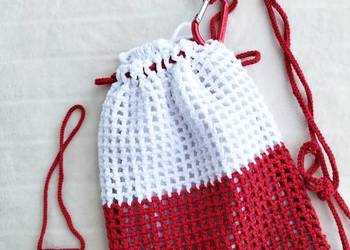 Torebka z karabińczykiem i etui na słuchawki crochet, ręczne robiony