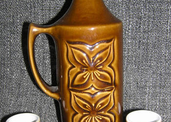 butelka ceramiczna z czareczkami vintage ZSRR_D