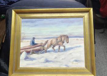 obraz w złotej ramie na płótnie