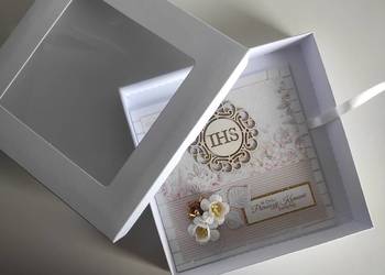 Kartka ręcznie robiona na Komunię Świętą z pudełkiem 6