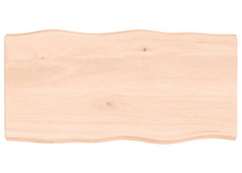 Blat stołu 100x50x(2-6)cm surowy lity dąb naturalną krawędzią WM-363886
