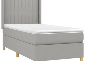 Łóżko kontynentalne z materacem jasnoszare tkanina 80x200 cm WM-3138989