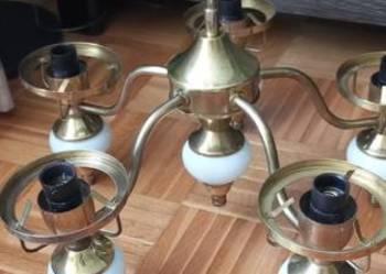 Żyrandol  antyczny mosiężny 5 punktowy