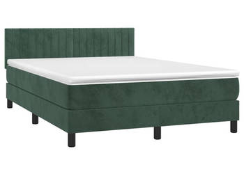 Łóżko kontynentalne z materacem i LED zielony aksamit 140x190cm WM-3134522