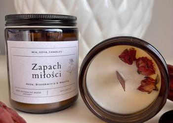 Świeca Sojowa ZAPACH MIŁOŚCI – 180g – Ręcznie Robiona – Brzoskwinia & Róża