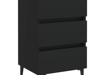Szafka nocna z metalowymi nóżkami czarna 40x35x69 cm WM-805907