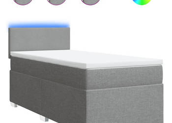 Łóżko kontynentalne z materacem jasnoszare tkanina 80x200 cm WM-3288008