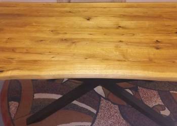 Stół dębowy na metalowym nogach typu pająk