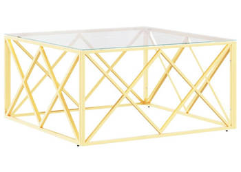 Stolik kawowy 80x80x40 cm stal nierdzewna i szkło WM-349970