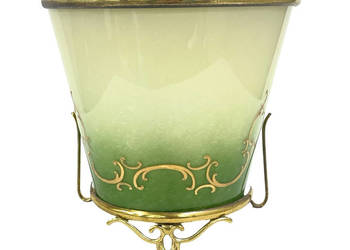 Kinkiet ścienny zielone szkło z gradientem mosiężna oprawa, Francja lata 60