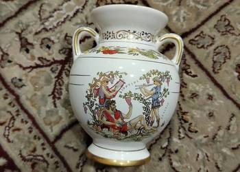 Grecka waza amfora GORA – Dionizos, dwa uszka, 24K złoto (16 cm)