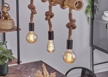 Lampa sufitowa ze sznurka jutowego rustykalna