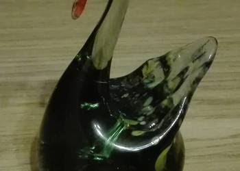 SZKLANA FIGURKA ŁABĘDŹ zielona wysyłka nowa