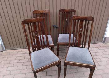 Krzesła Dębowe Wysokie Stare Antyk Komplet 4 Po Renowacji Okazja.