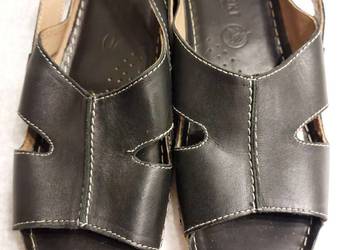Mega wygodne czarne sandały damskie, skóra, rozmiar 37, comfort line, Lasoc