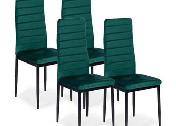 Krzesła z wyprofilowanym oparciem- VELVET ZIELONY - 4 sztuki