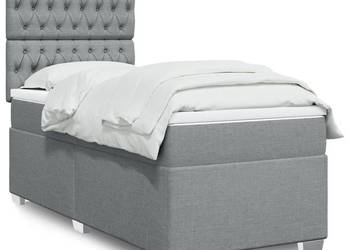 Łóżko kontynentalne z materacem jasnoszare tkanina 90x200 cm WM-3290378