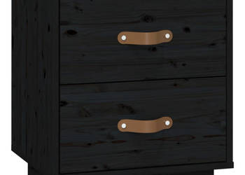 Szafka nocna czarna 40x34x45 cm lite drewno sosnowe WM-818333