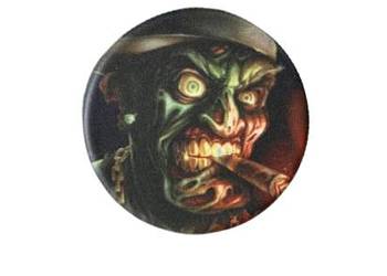 Metalowy Młynek do Tytoniu Suszu Czarny z Wściekłym Gościem Palącym Cygaro