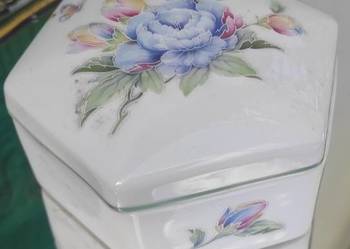 Puzderko AYNSLEY CELESTE *zdobione motywem kwiatowym*angielska porcelana ko Puzderko AYNSLEY CELESTE *zdobione motywem kwiatowym*angielska porcelana ko