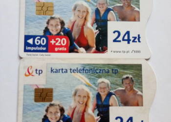 Karta telefoniczna przedstaw. Rodzinę na kajakach, 80 impuls