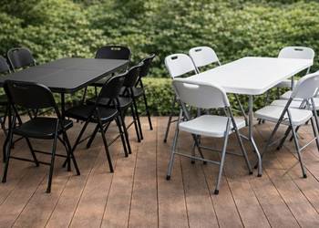 Krzesło składane cateringowe, turystyczne, ogrodowe, czarne, białe