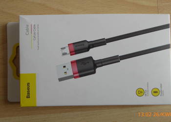 Nowy przewód Baseus USB -:- micro-USB dwumetrowy.
