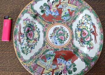 Famille Rose bardzo duży chiński talerz porcelanowy 26cm z porcelany