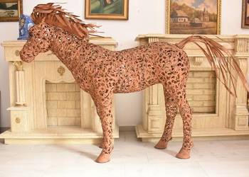 Ogromna Figura - Koń Konik - Rdza - Rzeźba Metalowa Dom - Vintage